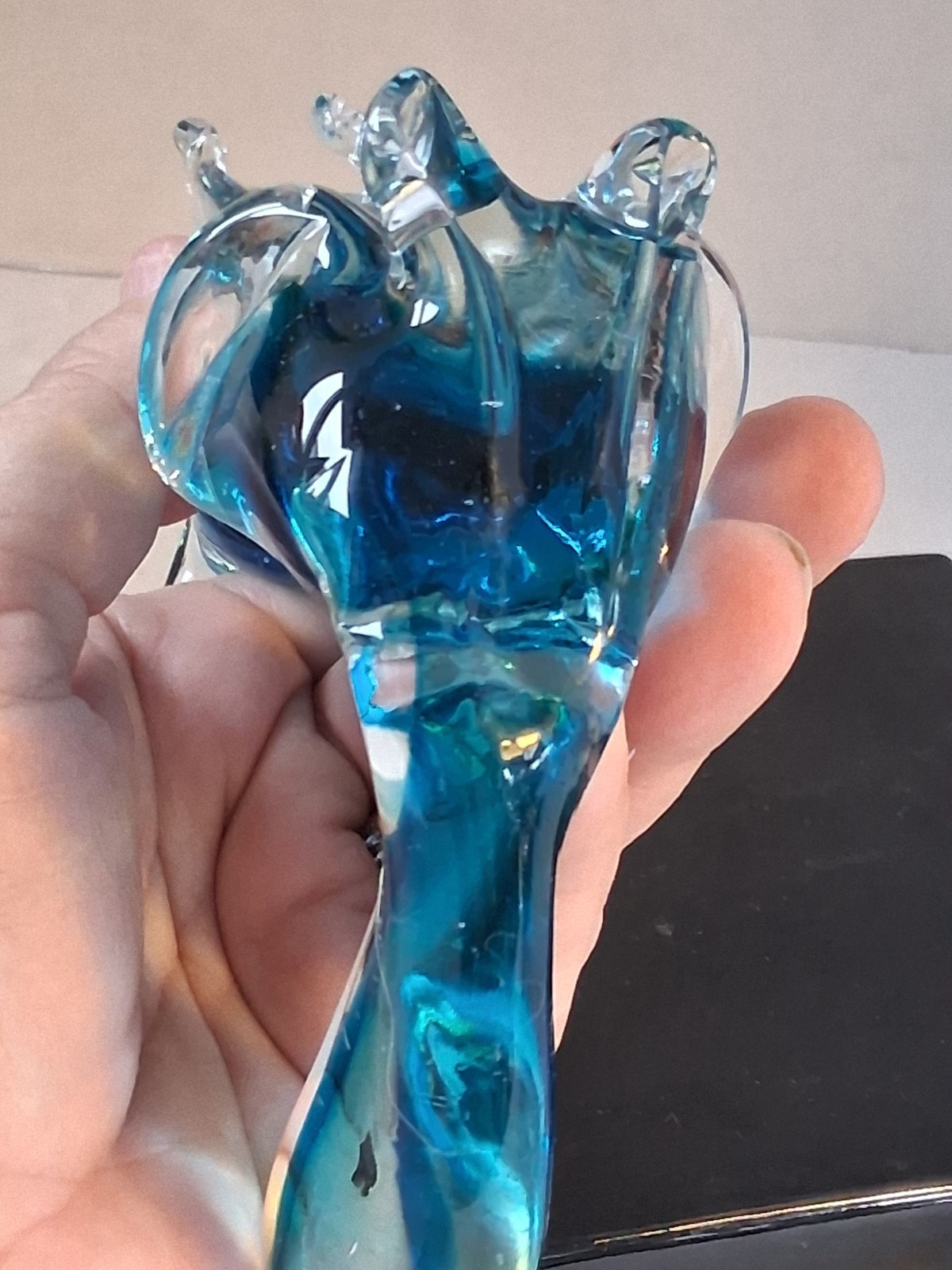VTG Murano Artas Sommerso Tech. Blue Glass Fox Figurine; Hand Blown; EUC/Mint!
