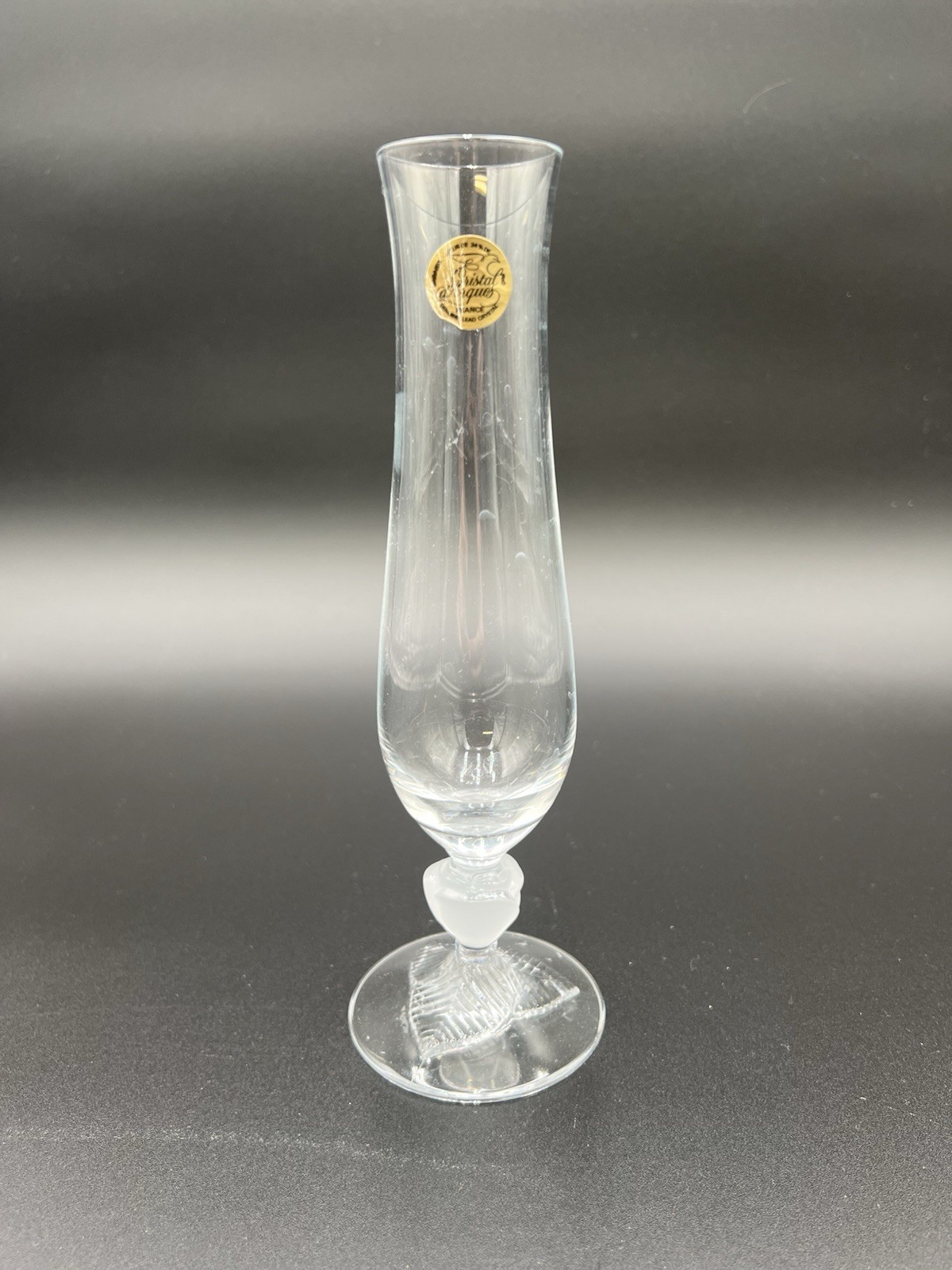 Cristal d’Arques Durand Lucia Lead Crystal Bud Vase Frosted Rose 9”