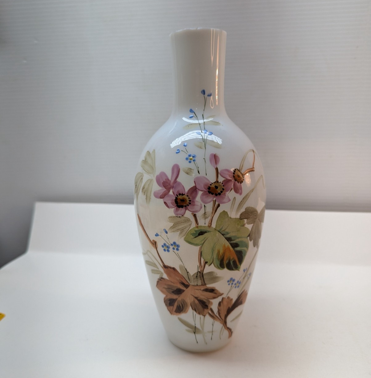 Vintage Bristol Glass Vase Roses Floral Decoration Porcelain 10 Inch