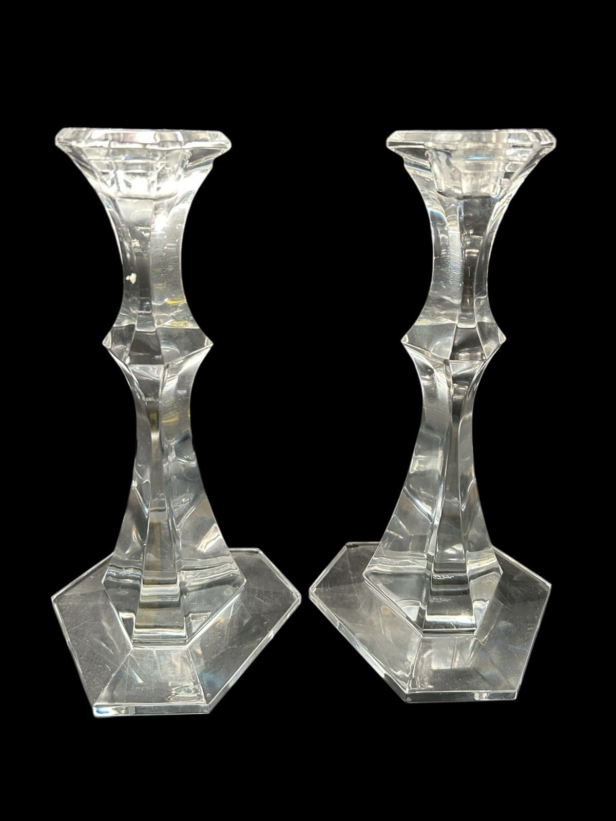 Vintage Val St Lambert Candlesticks VAS70 Pair 9.5 inches Cut Crystal GIFTWARE