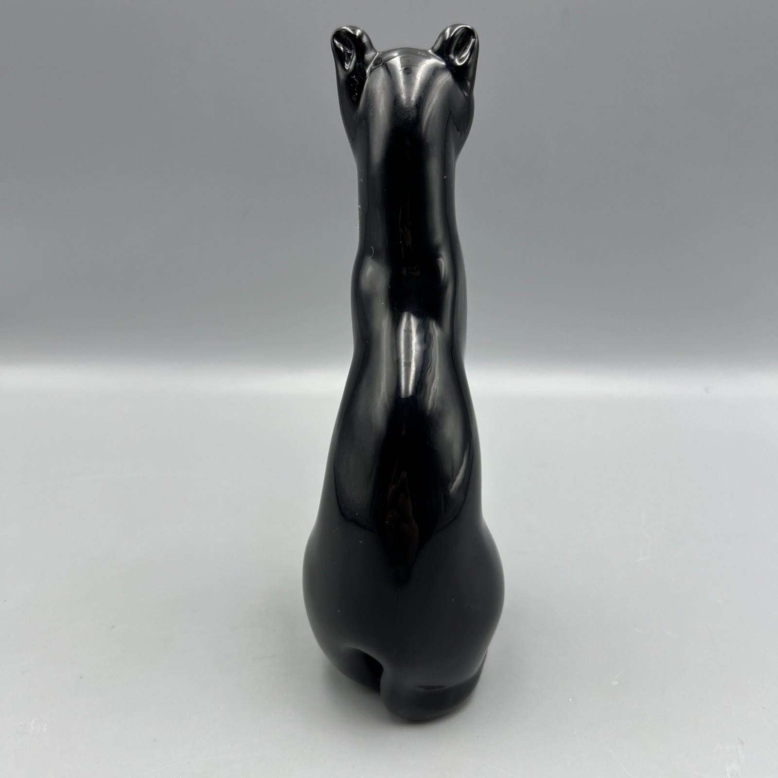 VTG Glass Crystal Obsidian Black Sitting Egyptian Cat 6″ Figure Statue Baccarat?