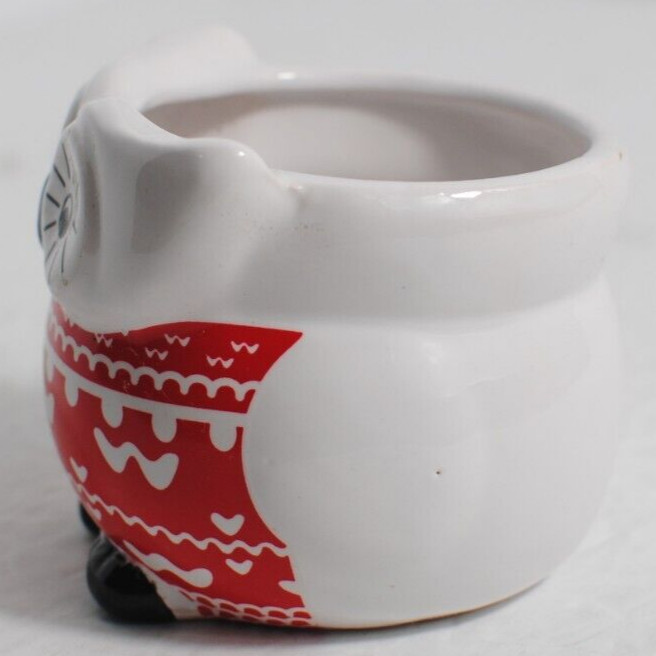 Calandiva 2″ Red White and Black Pottery Trinket Pot 1 pint 480 ml.