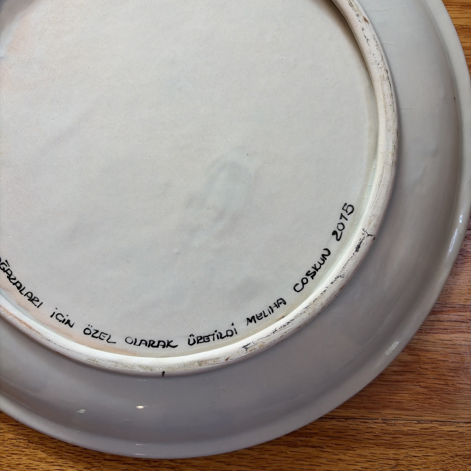 Meliha Coskun Turkish Ceramic Plate Pomegranate Signed 11 3/4”