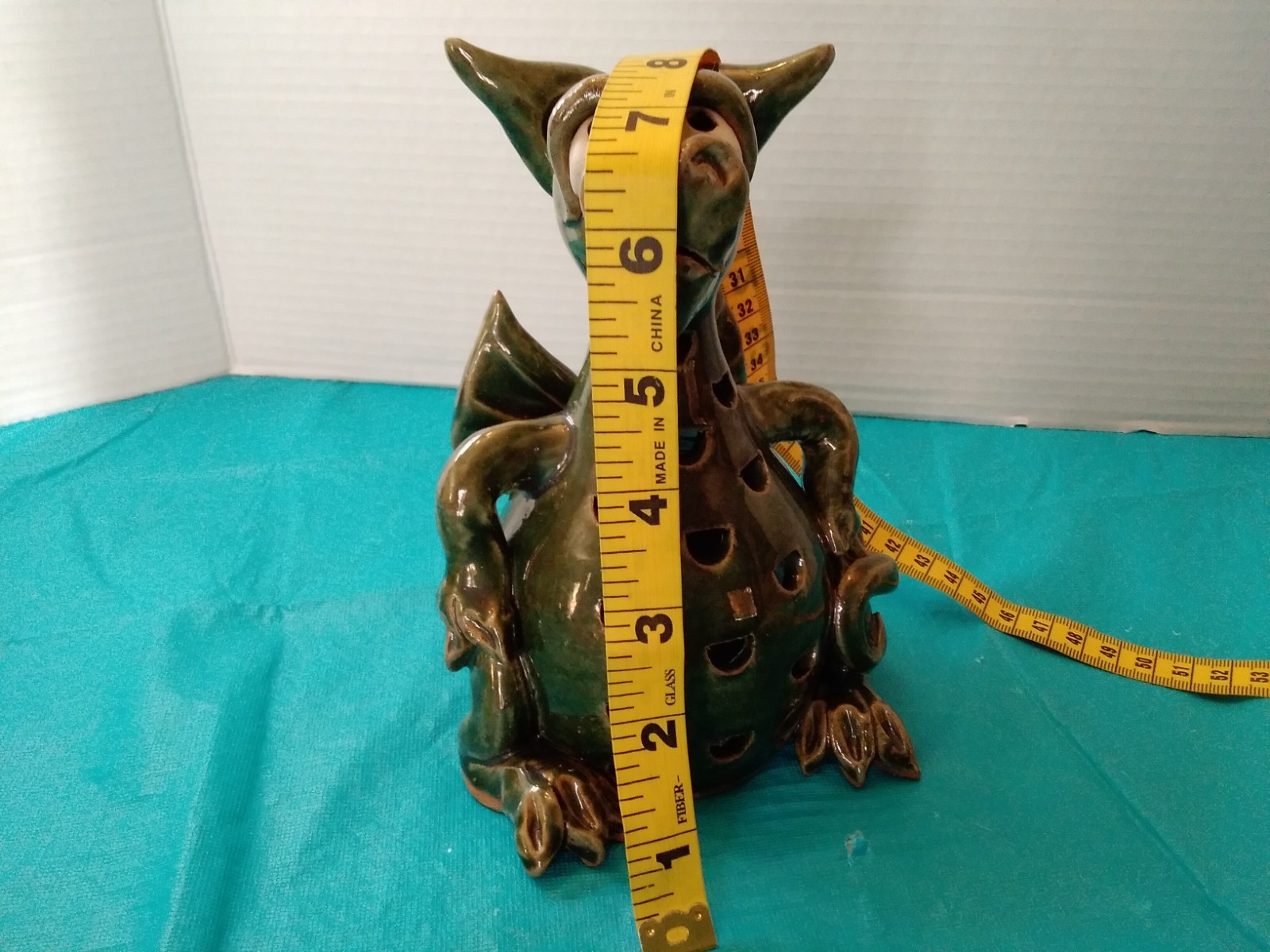 Vintage Signed 2001 Hogenson Green Dragon Studio Pottery Incense Lamp Candle