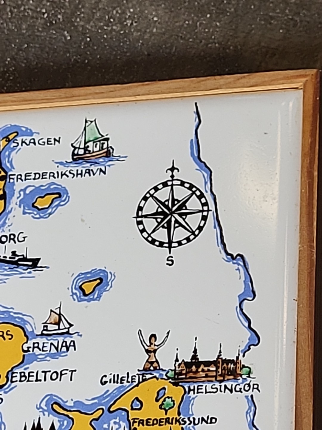 Vtg RAKO Ceramic Tile Framed Danmark Denmark Landmarks Traditional Travel Cities