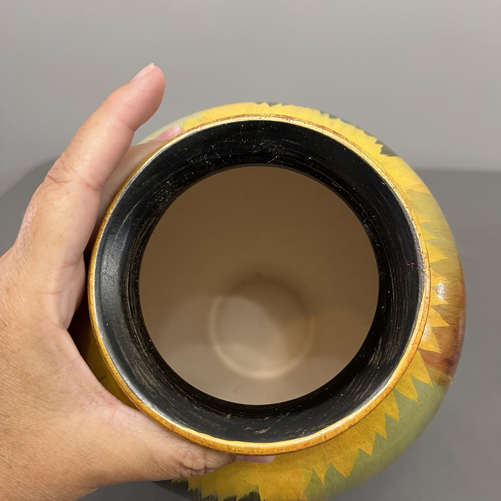 VTG MCM Style Hand Painted Neutral Colors Pottery Vase 6.5×4.5×10.5” Classic