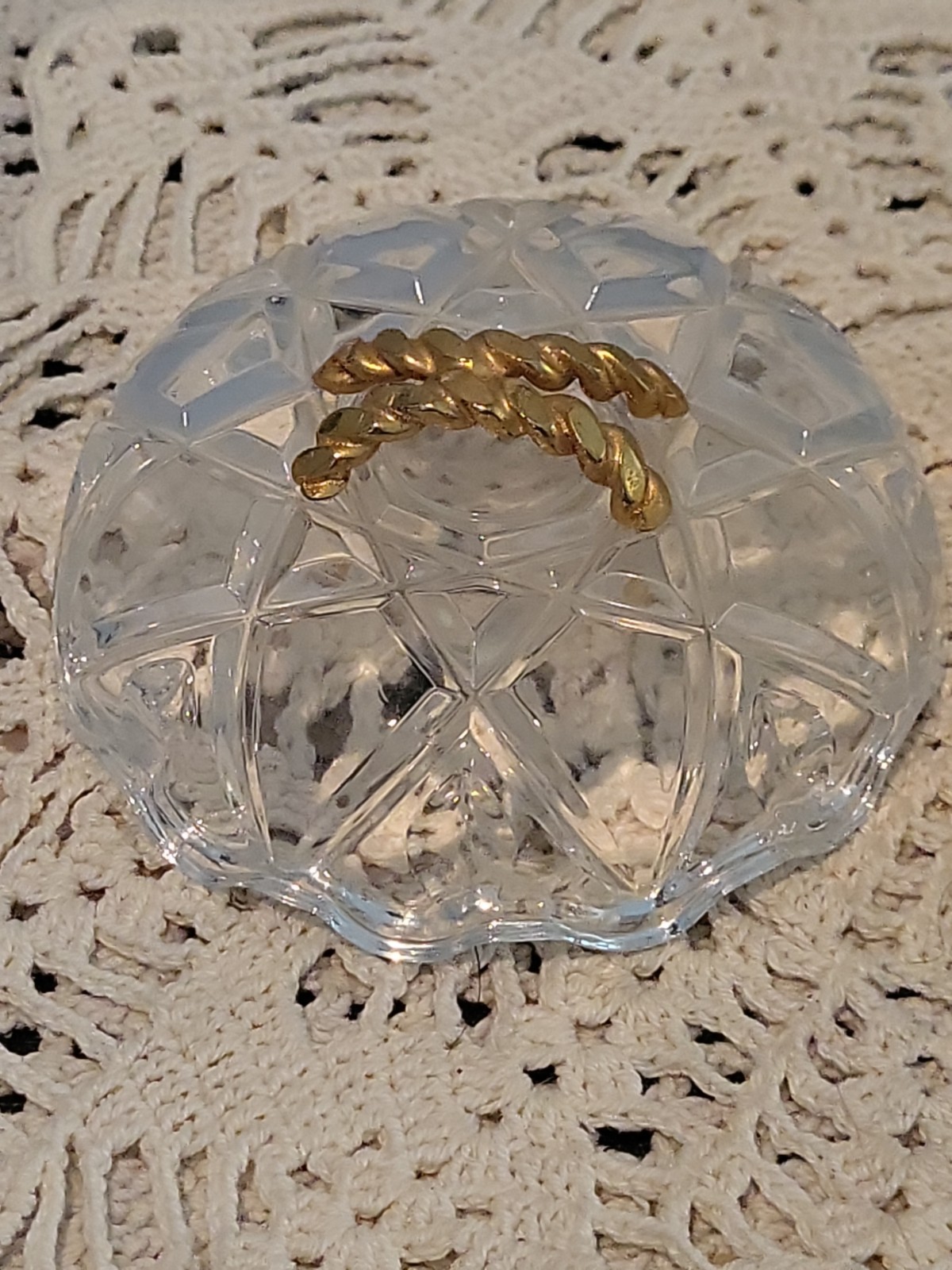 Crystal Trinket Round Box Royal Crystal Rock Vanity Dish RCR Italy 3.75″ 2 Lids