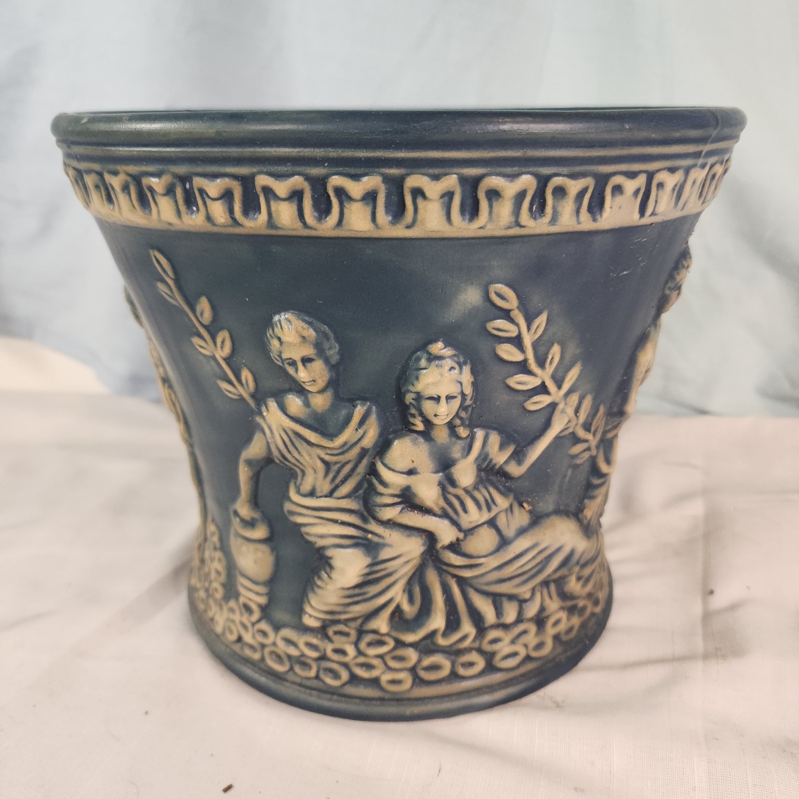 Roseville Pottery, Doric Blue Grecian Jardiniere Planter, Nice!