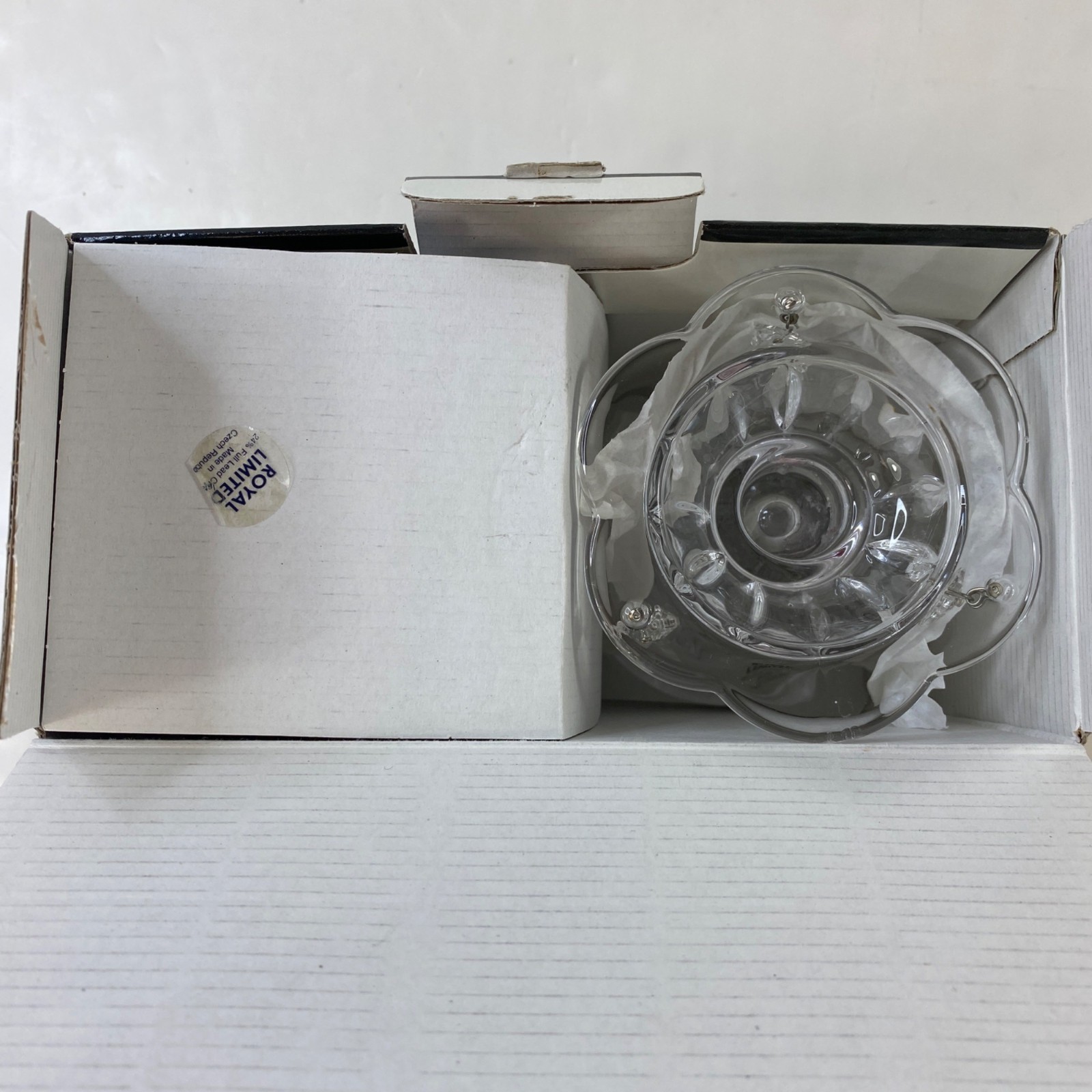 Royal Limited Clear Lead Crystal Glass Candlesticks Set of 2 Dangling Prisms