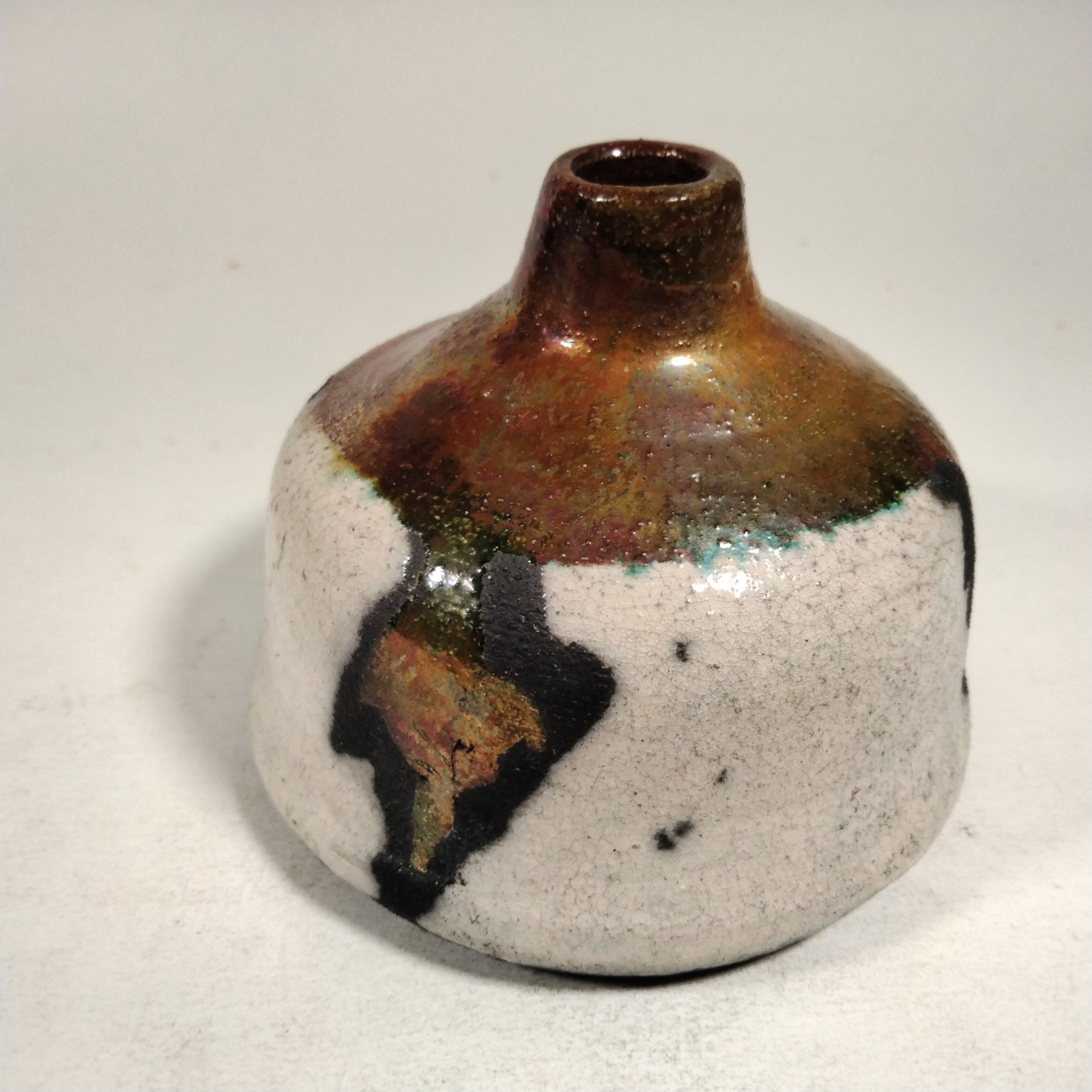 Pottery Bud Vase Signed F. Jamil 3 in Tall 4 in Diameter