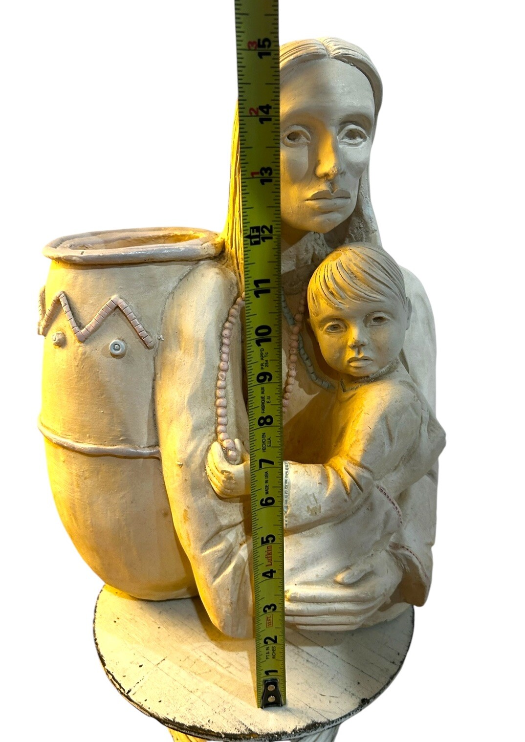 Vtg L. Benavides Jr. Comanche “Tender Love” Statue Vase Planter 9/89 15”