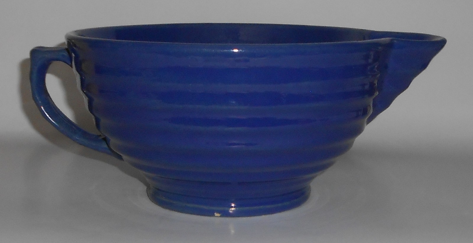 VINTAGE Bauer Pottery Ring Ware 2 Quart Cobalt Handled Batter Bowl – Near Mint