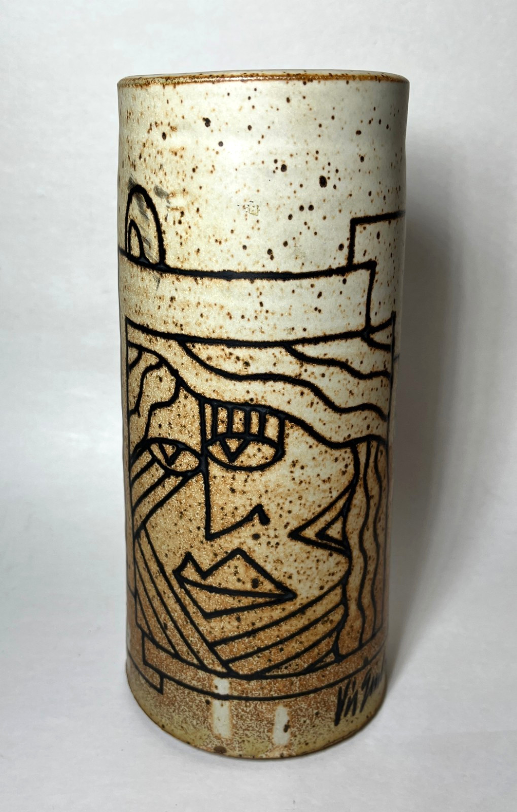 Vintage Rimas VisGirda Contemporary Abstract Art Pottery Stoneware Vase