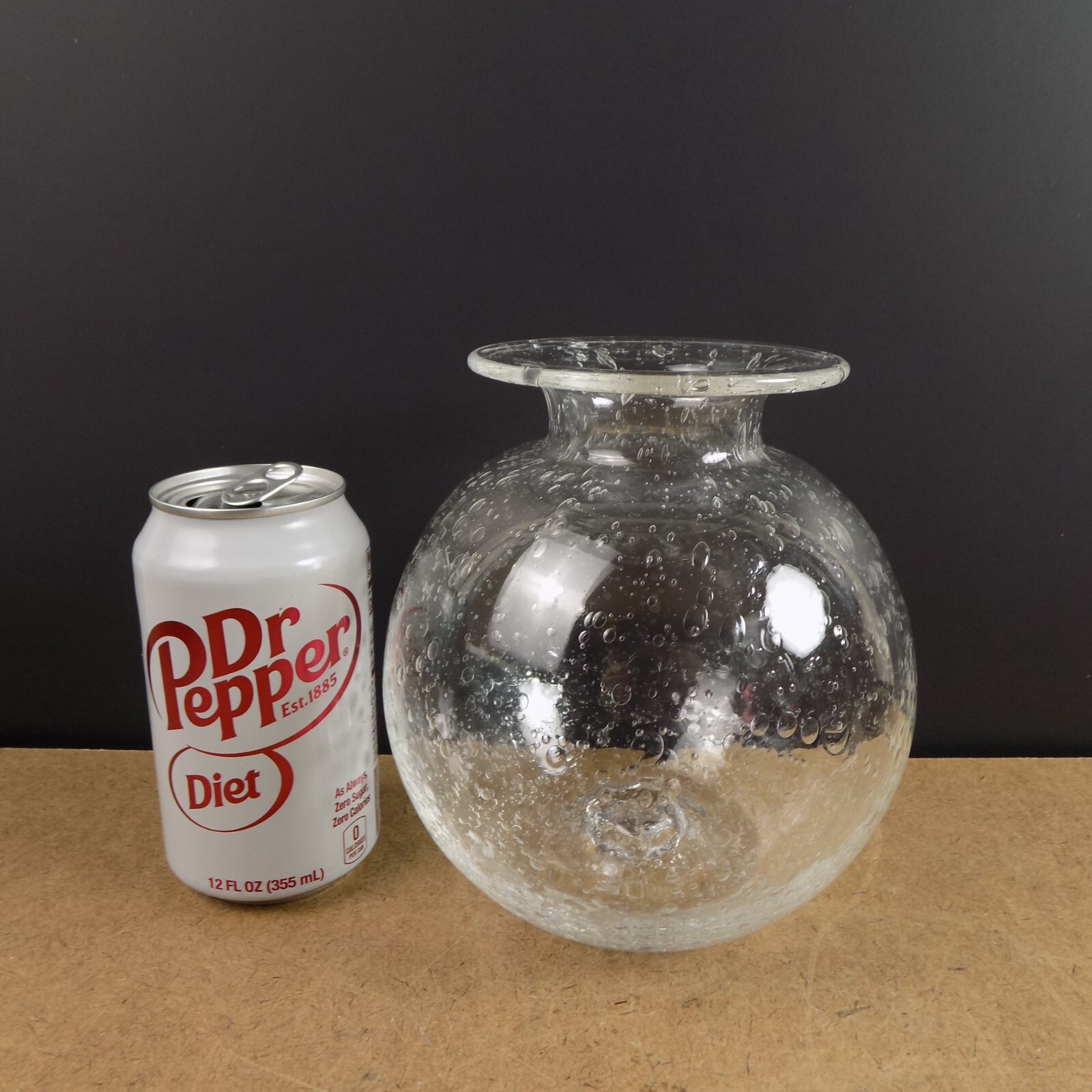 Steuben Little Elements Vase 6.5″ Tall David Dowler Bubbles Orb Shape Signed VGC