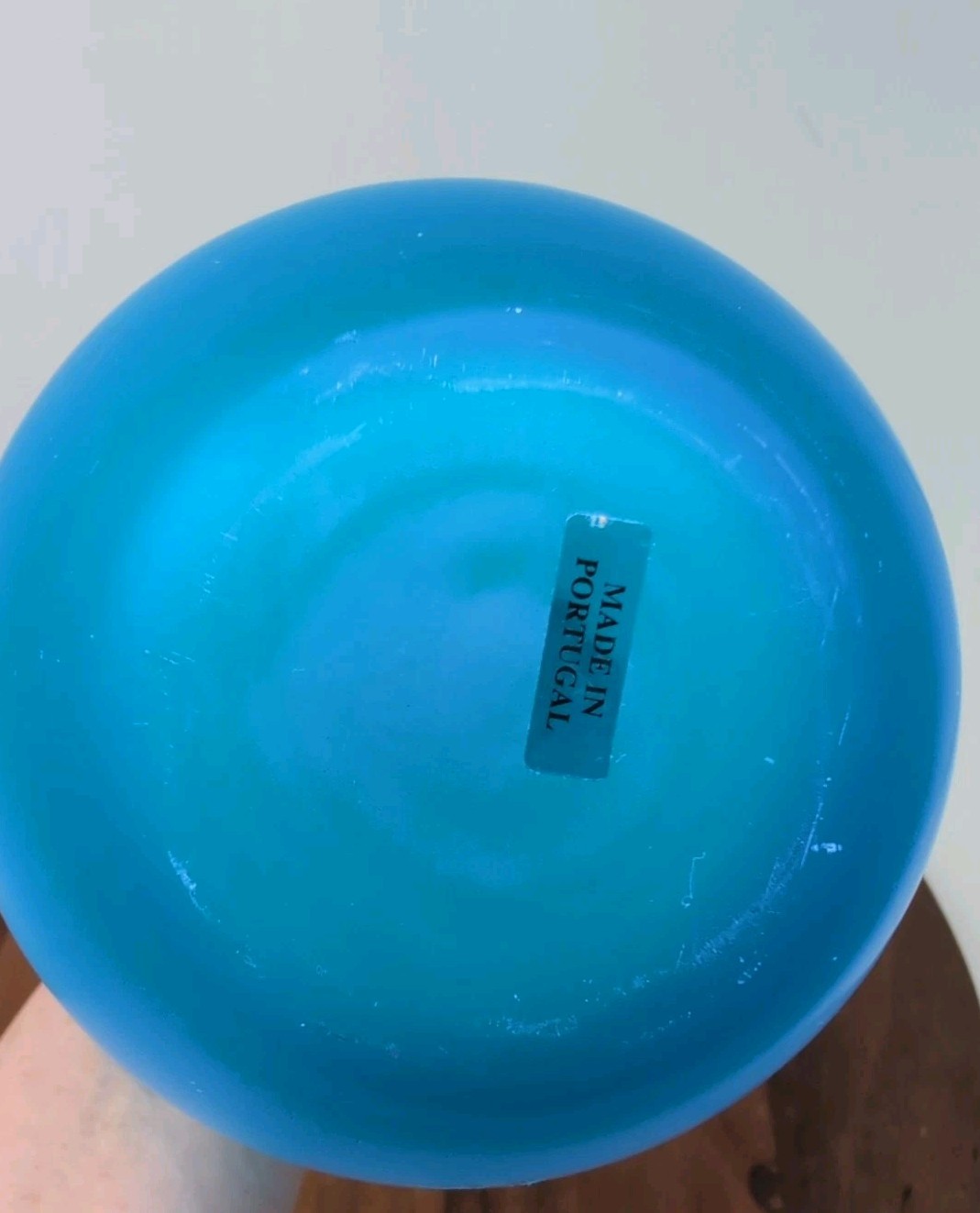 Beautiful Blue Satin Art Glass Vase Portugal 11.5 In Tall