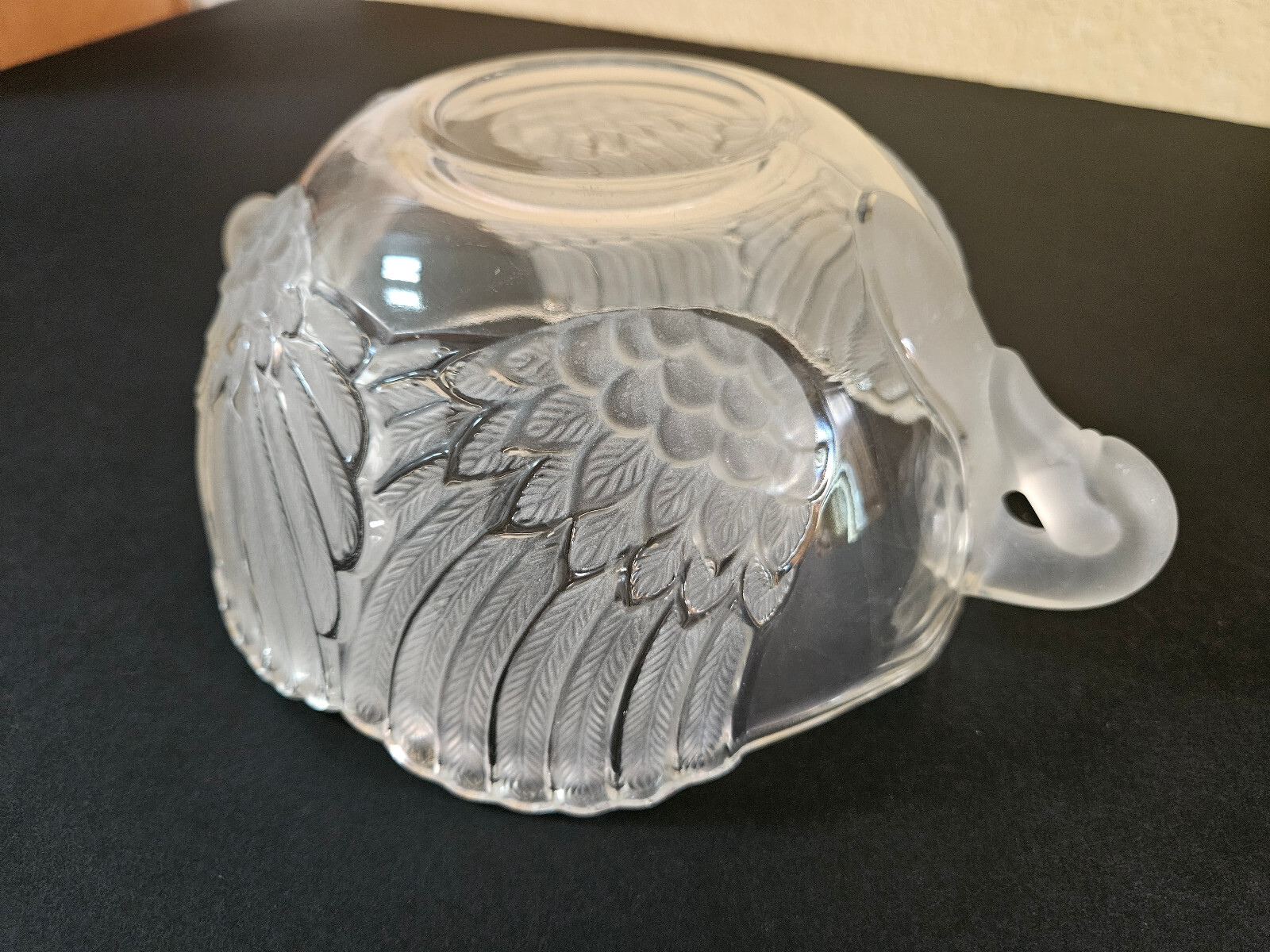 Vintage Mikasa Crystal Swan Bowl Clear Frosted Head Swan Handles W Germany