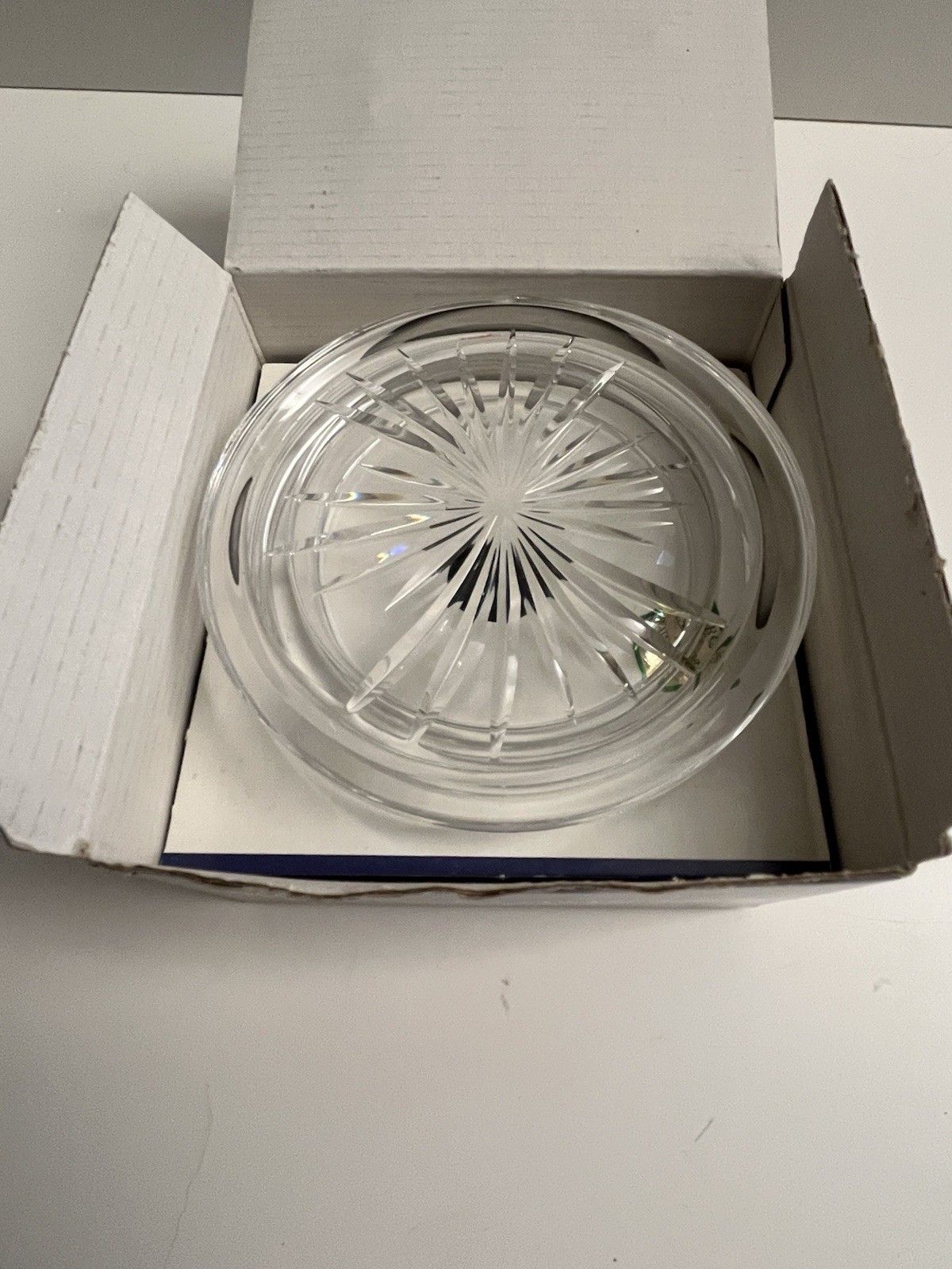 Signed Marquis by Waterford Crystal Round Trinket Box & Lid Calais Pattern NOS