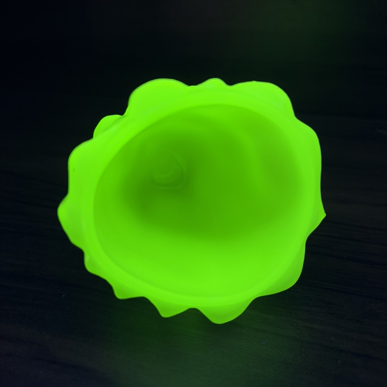 Boyd White Opal Louise Doll Figurine 4.25″ Uranium Glass Bright UV Glow