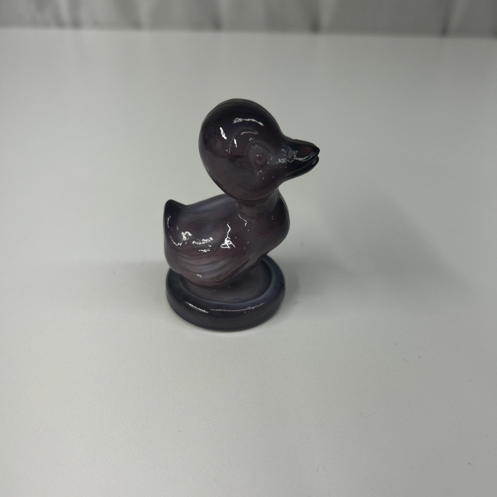 VTG Boyd Debbie Duck Amethyst Slag Glass Figurine