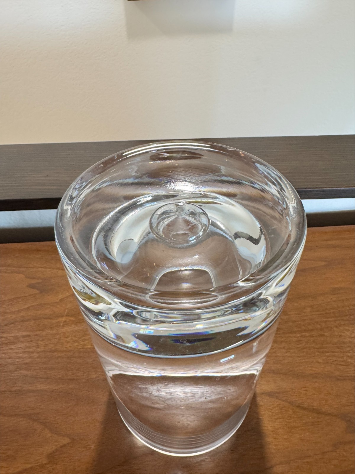 Heavy Hand Blown Clear Glass Vase Thick Solid Base 8 Inch 4.4 Lb Art Glass