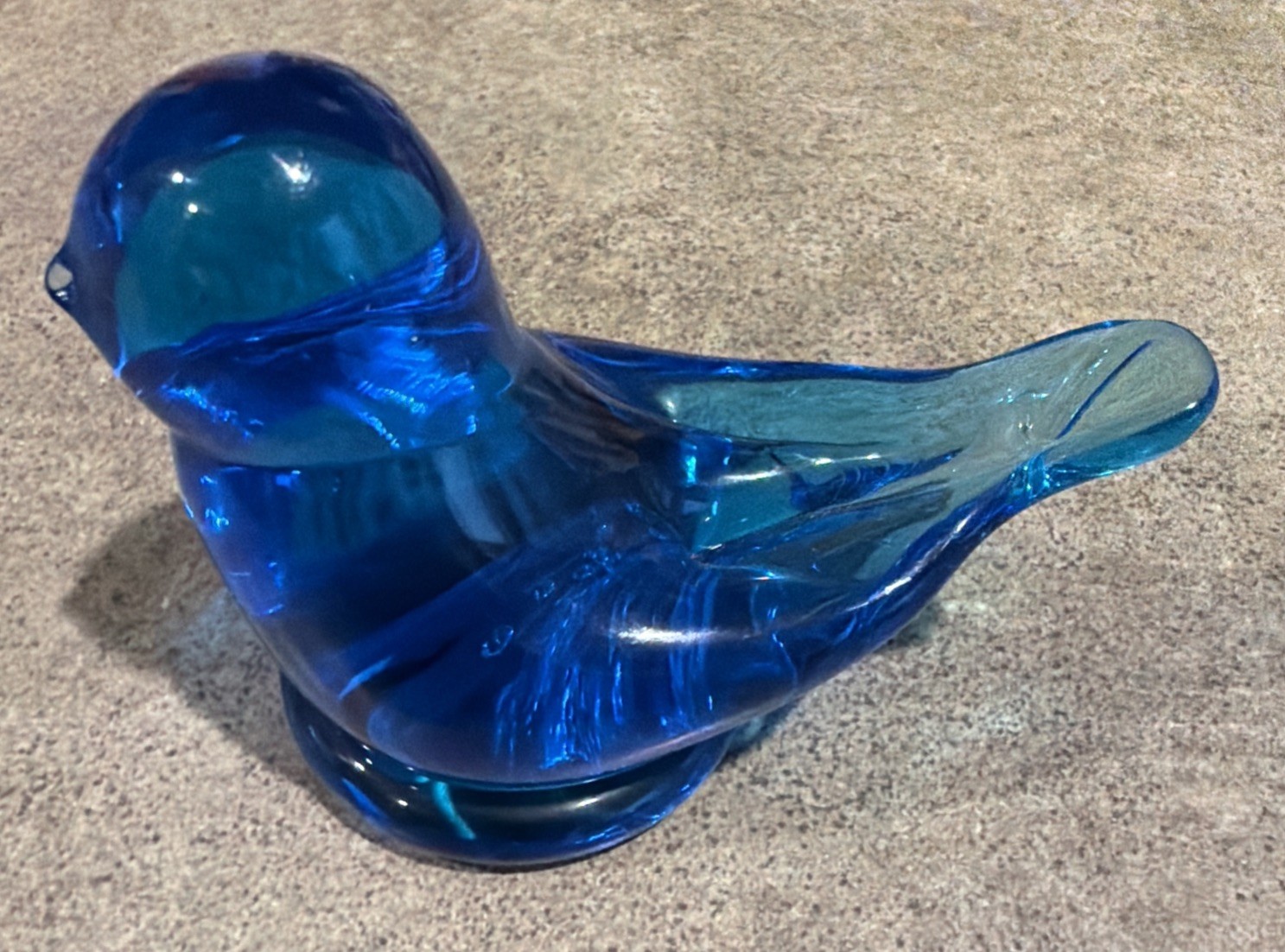 Leo Ward Signed Blue Glass Bird Of Happiness 2013