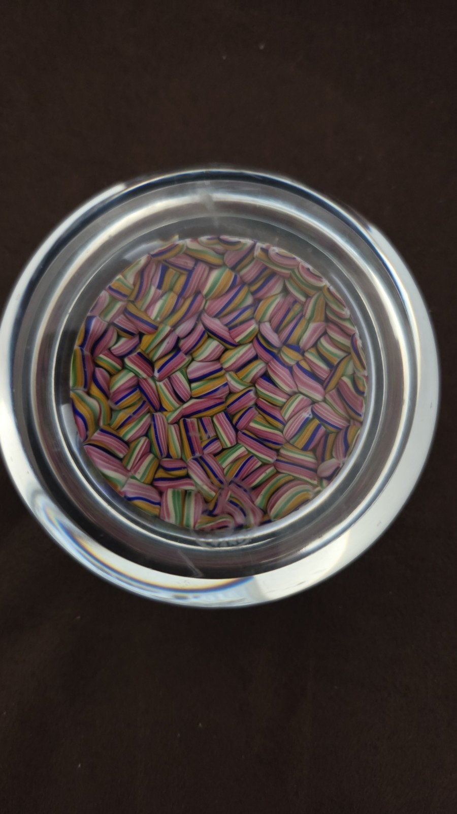 Rare Vintage Baccarat Crystal Candy Cane Multicolor Paperweight