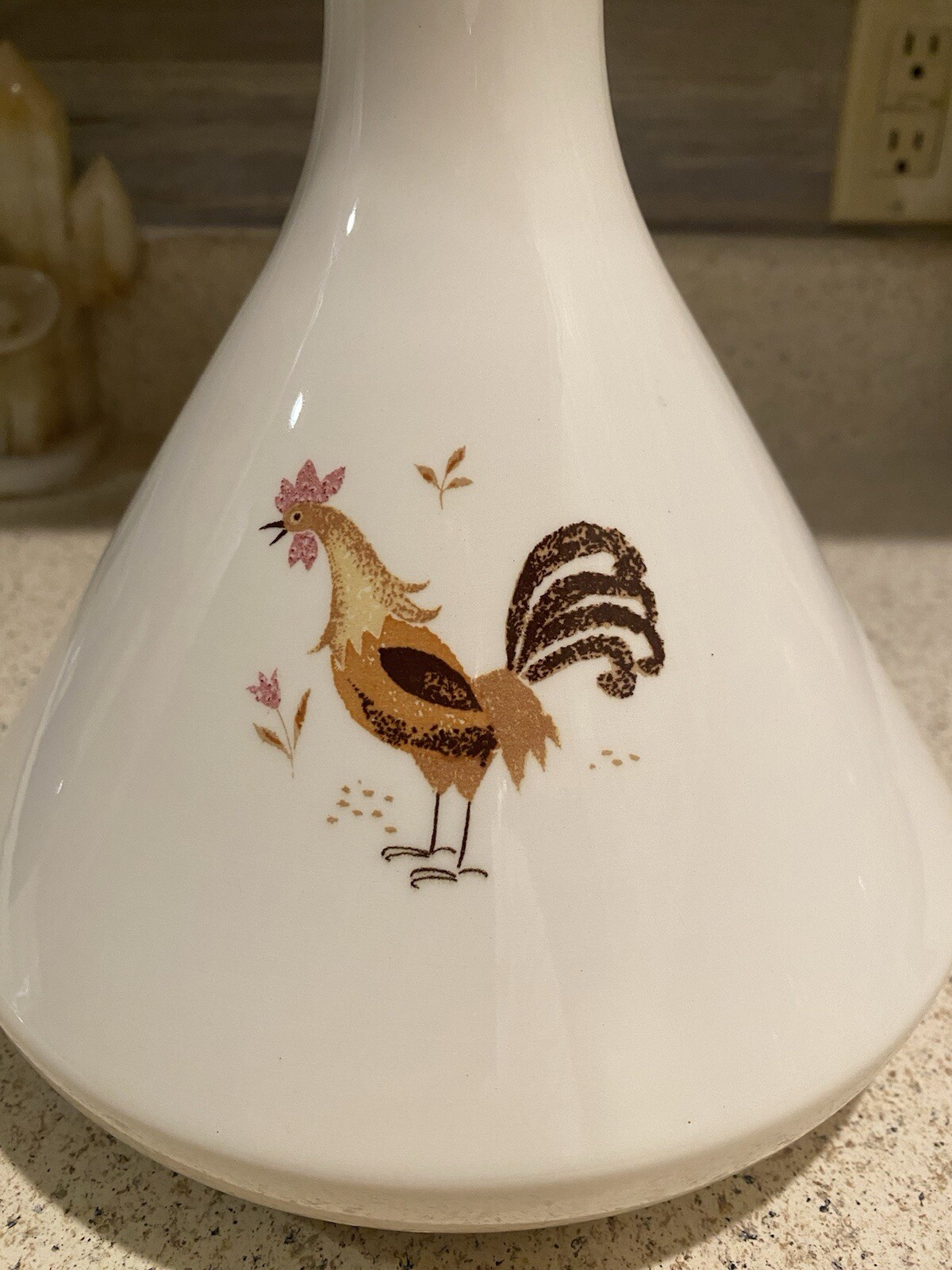 Vtg Taylor Smith & Taylor Ever Yours Break-O-Day Coffee Carafe Vase 9.5″ Rooster