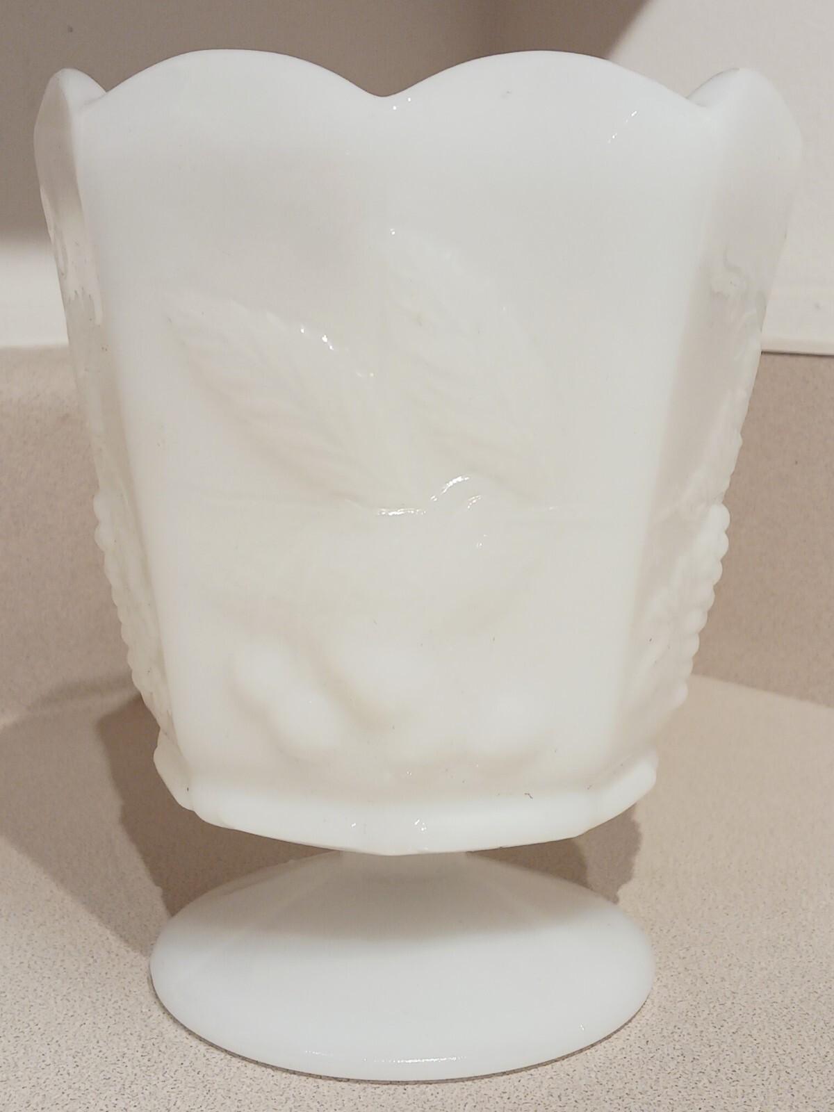 Vintage NAPCO 1186-15 Cherry and Grapes Milk Glass Vase or Planter or Candy Dish