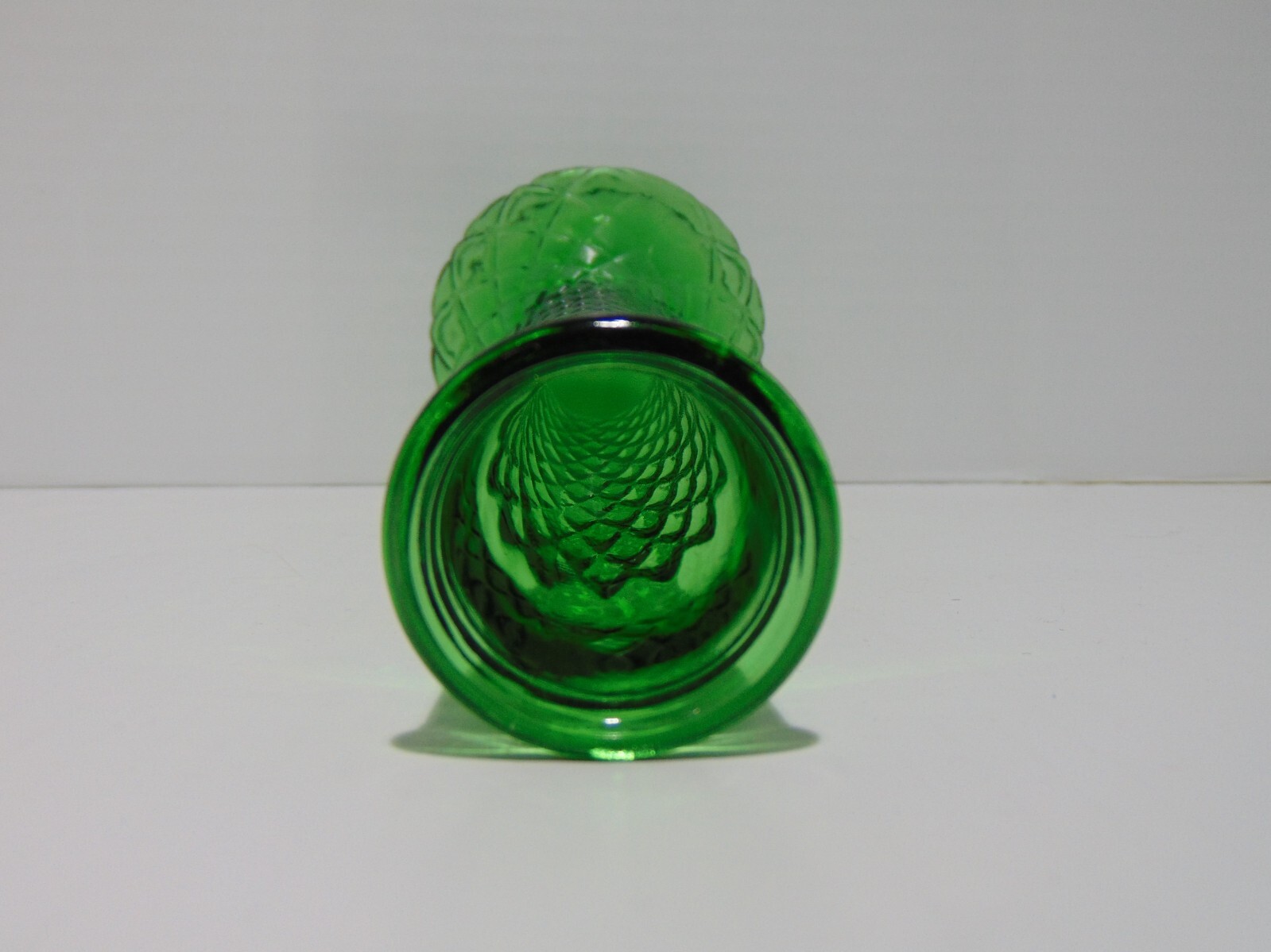Hoosier Glass 4092 Quilted Diamond Pattern Green Glass Vase