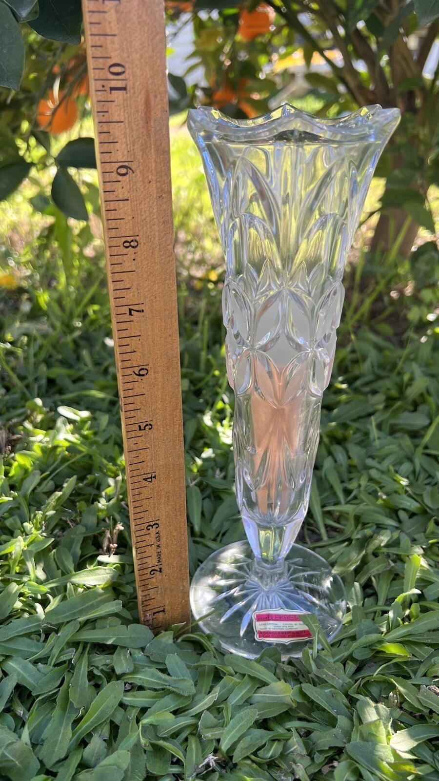 Vintage Echt Bleikristall 24% Hand Cut Lead Crystal Bud Vase 9″ Made in Germany