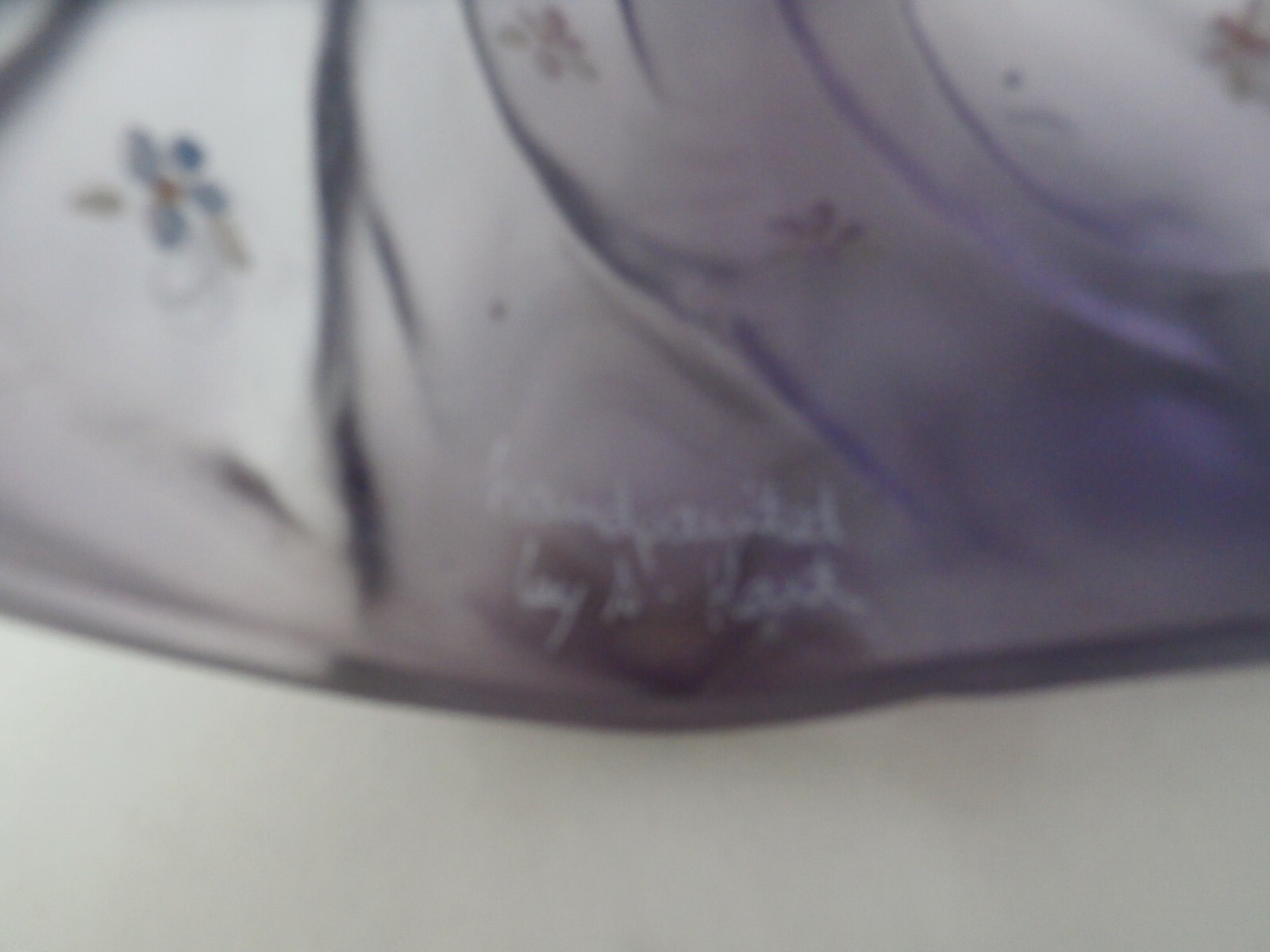Fenton Glass Hand Painted Purple Satin Southern Doll Signed Nancy Fenton