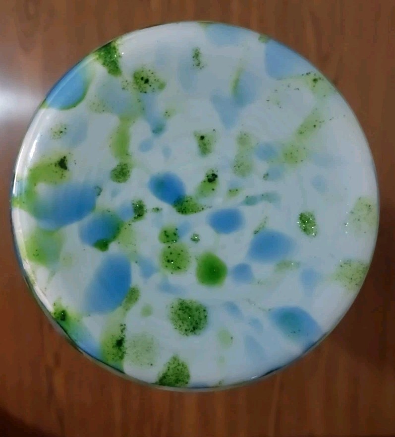 VTG FENTON VASA MURRHINA GLASS 14″ TALL VASE BLUE GREEN ADVENTURINE MINT!