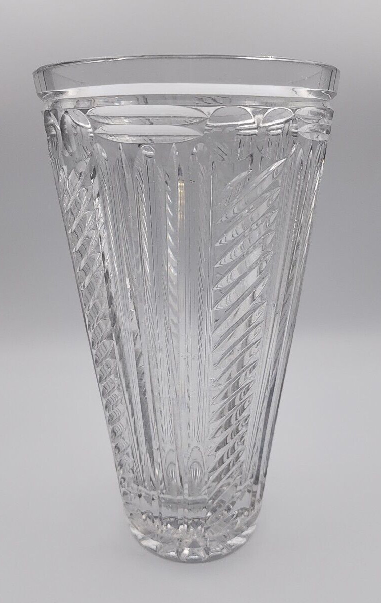 Design Guild Cut Crystal Vase ca 10 1/8″ Tall 5 1/2″ Diameter
