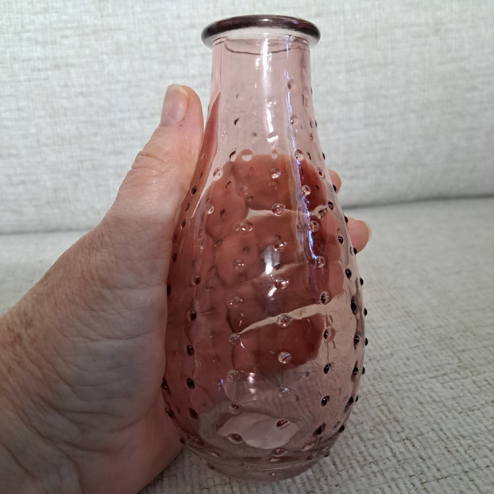 Pink Glass Vase Hobnail Pattern 5.75″x 3″