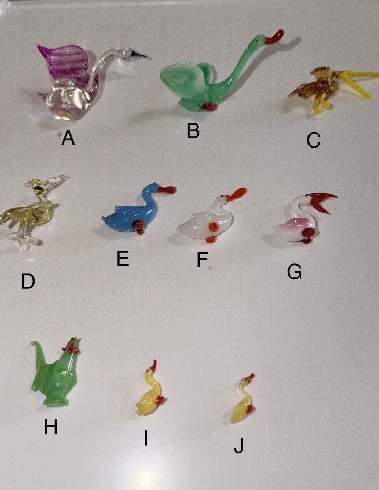 10 Vintage Miniature Blown Glass Bird Figurines Trinkets