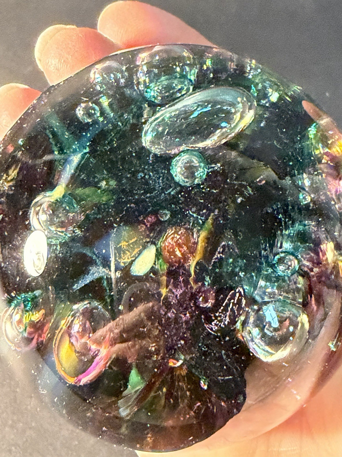 Robert Held Signed Art Glass Multicolor Swirl Bubbles -scratch On Bottom