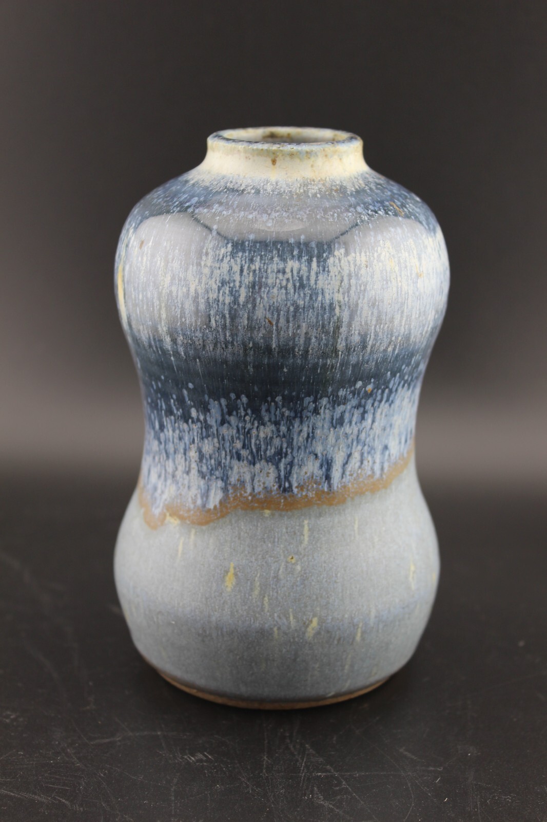 Roycroft Renaissance Art Pottery Vase by Diane Urbanski blue glaze curvy 1992