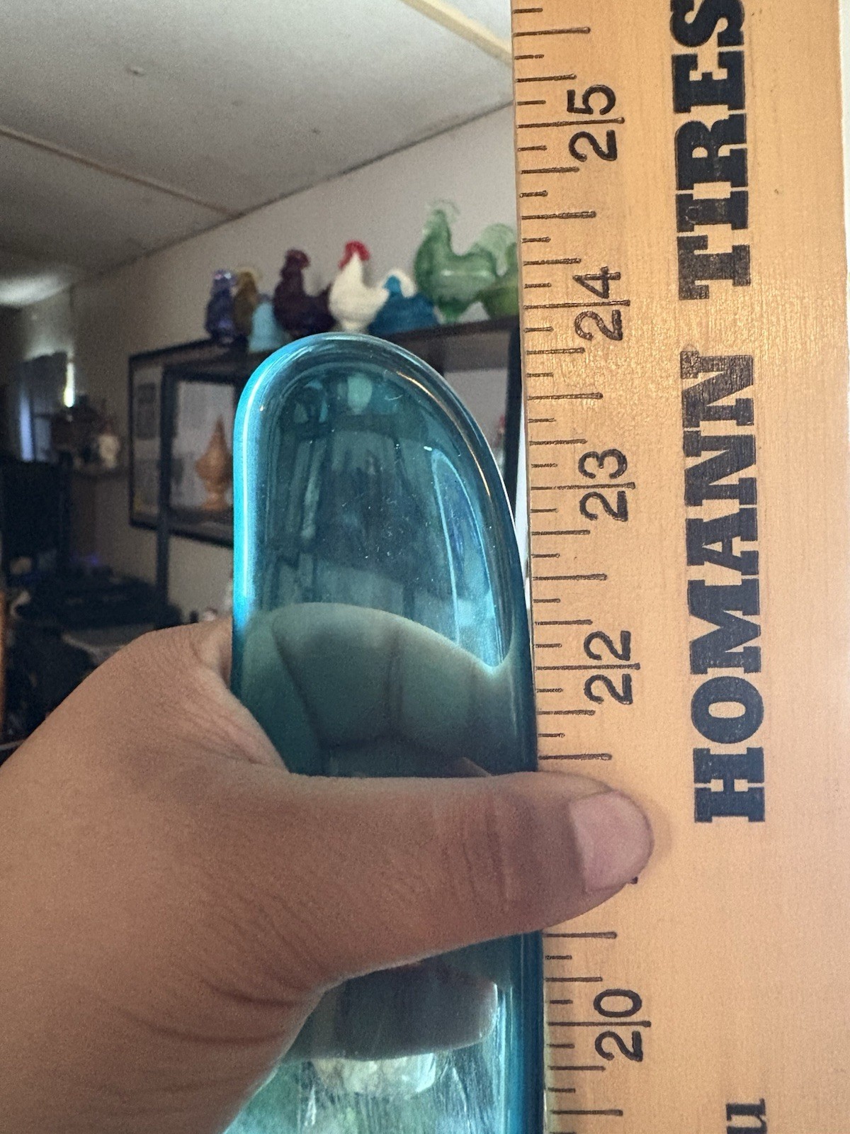 Vintage LE Smith Smoothie MCM 24″ Peacock Blue Swung Floor Vase
