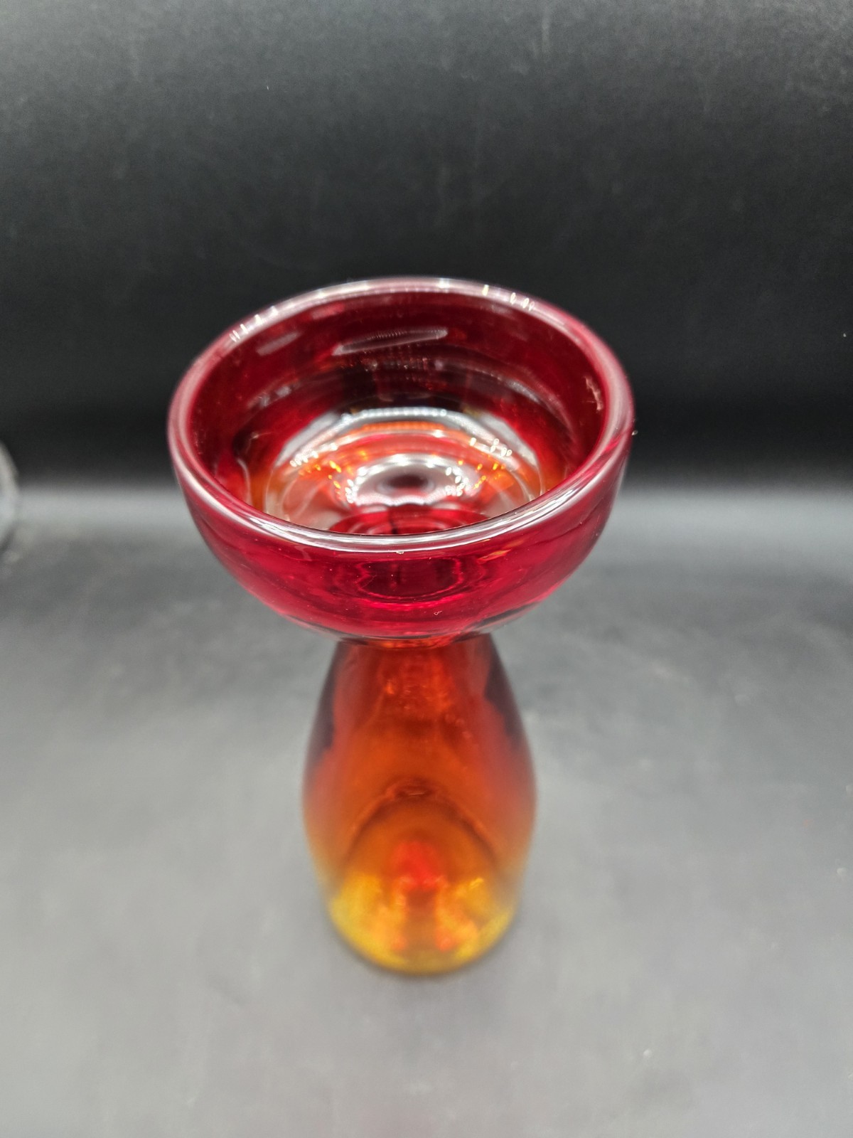 Vintage Blenko 722L Tangerine Candle Holder 8 5/8” 1970s Catalog MCM Glow