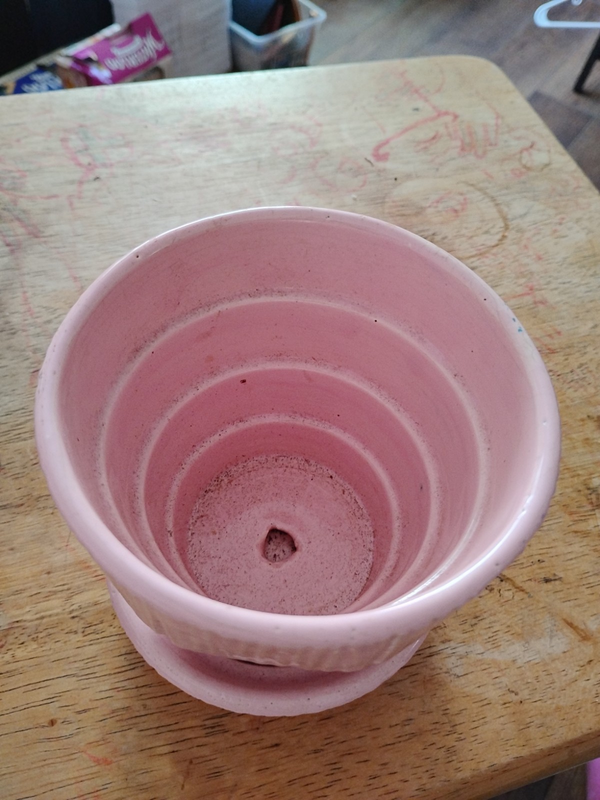 MCM McCoy Pottery Pink Basket Weave 3.25″ Flower Pot USA Planter Saucer