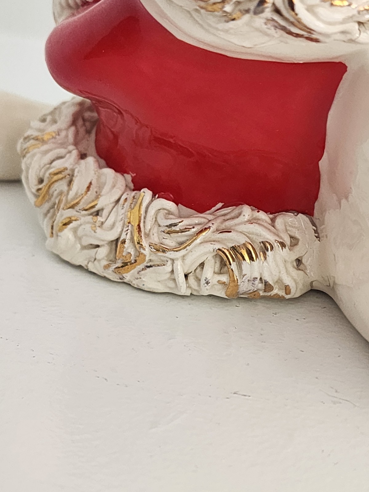 Vtg California Pottery Christmas Betty Lou NIchols Santa Planter Spaghetti Trim
