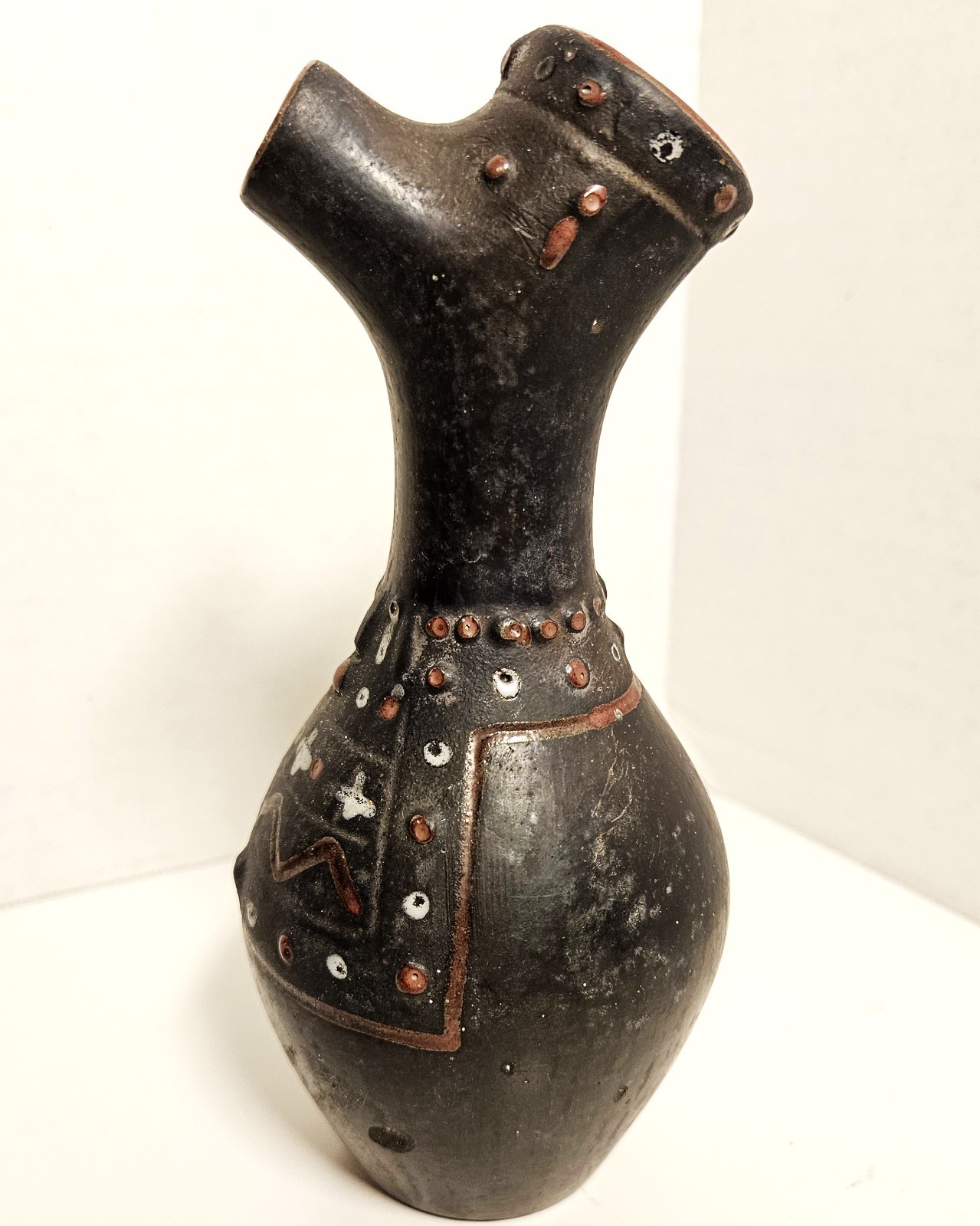 Midcentury Zoomorphic Penguin Vase Carafe Oil Shoyu East Europe Pottery Russian