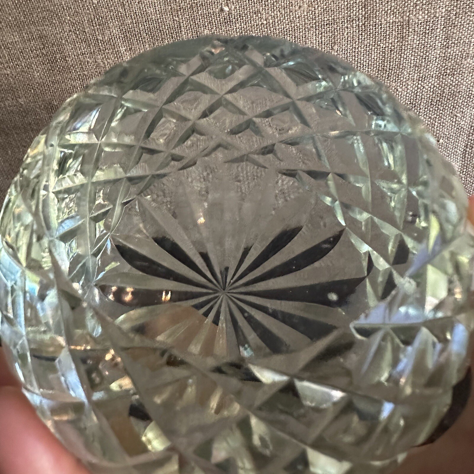 Clear Diamond-Cut Solid Crystal Glass Lg Globe Sphere Paperweight VTG 4 lb 4.25″