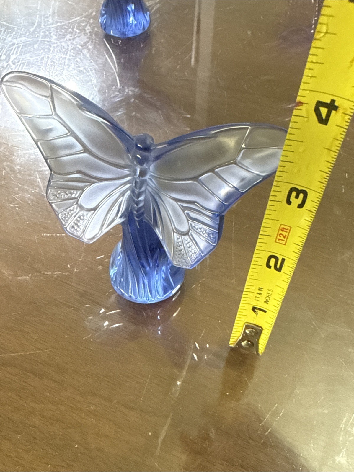 Lalique Blue Butterfly Mint Condition 3.5” Signed
