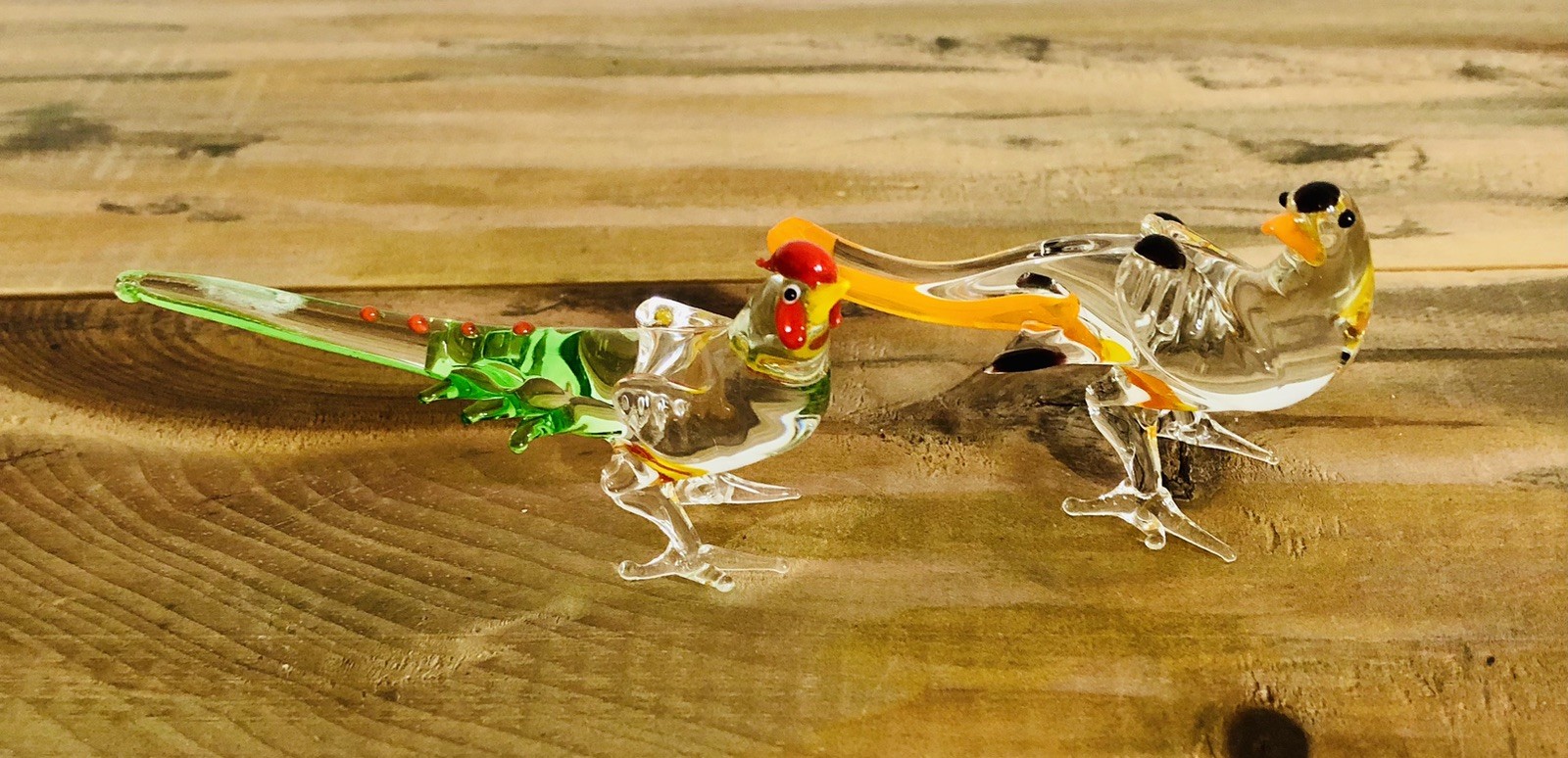 Vintage Hand -Blown Glass Miniature Bird Figurines Lot of 2