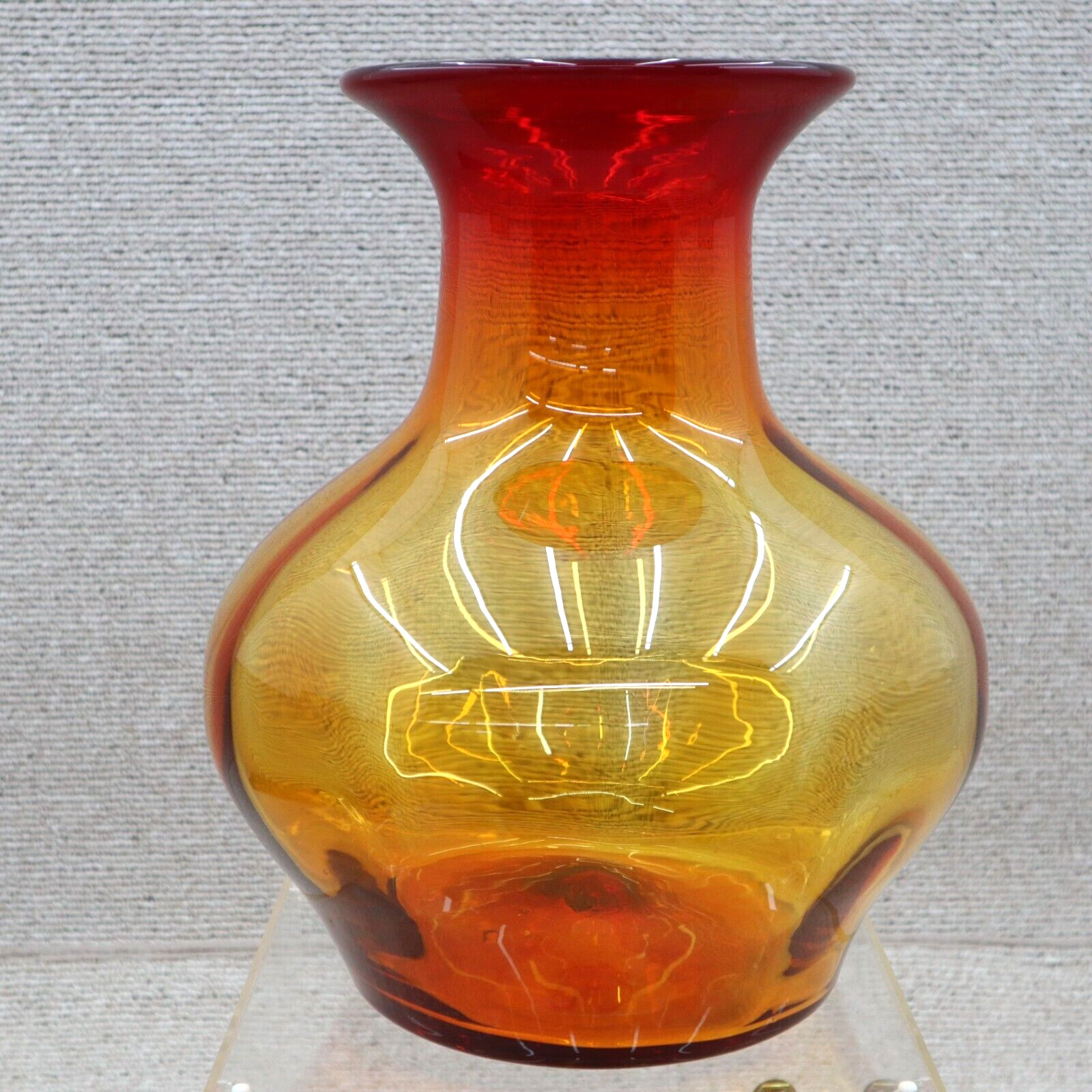 Blenko Large Vintage Piece 13 1/2 Inches Tall 12 Wide Tangerine Colored 6952
