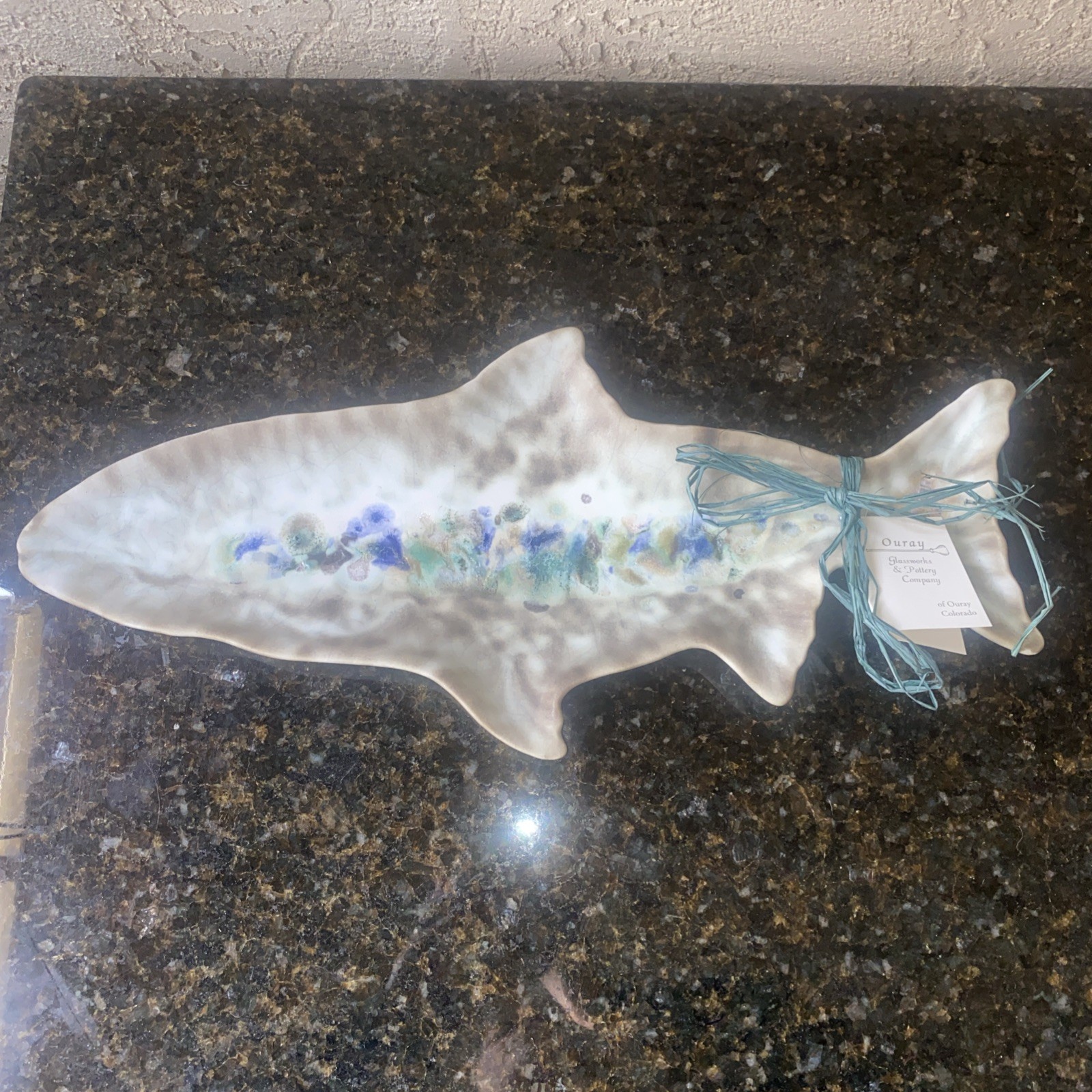 Ouray Glassworks Sam Rushing Signed Rainbow Trout Platter Ceramic/melted Glass