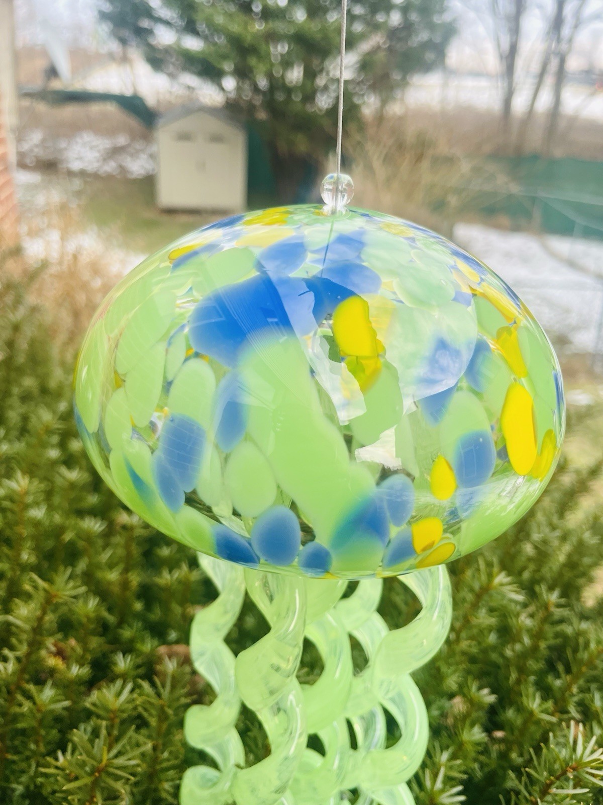 Handblown Jellyfish Art Glass Colorful Chime QUALITY BEAUTIFUL