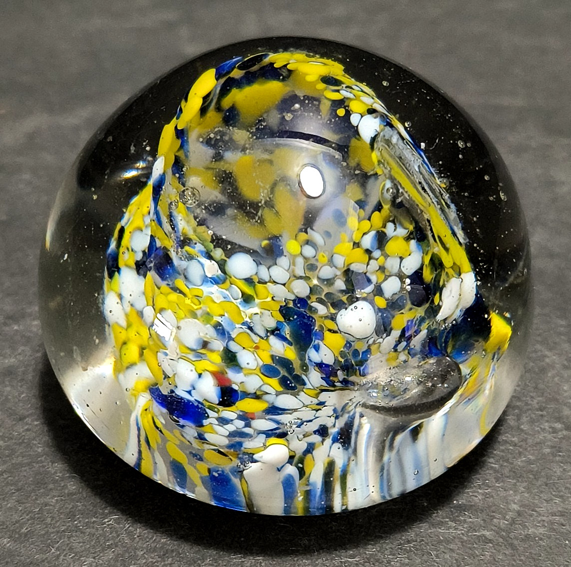 Vtg 1970s Lot of 3 Glass Paperweights Multicolor Egg Shaped, Half Sphere, Round
