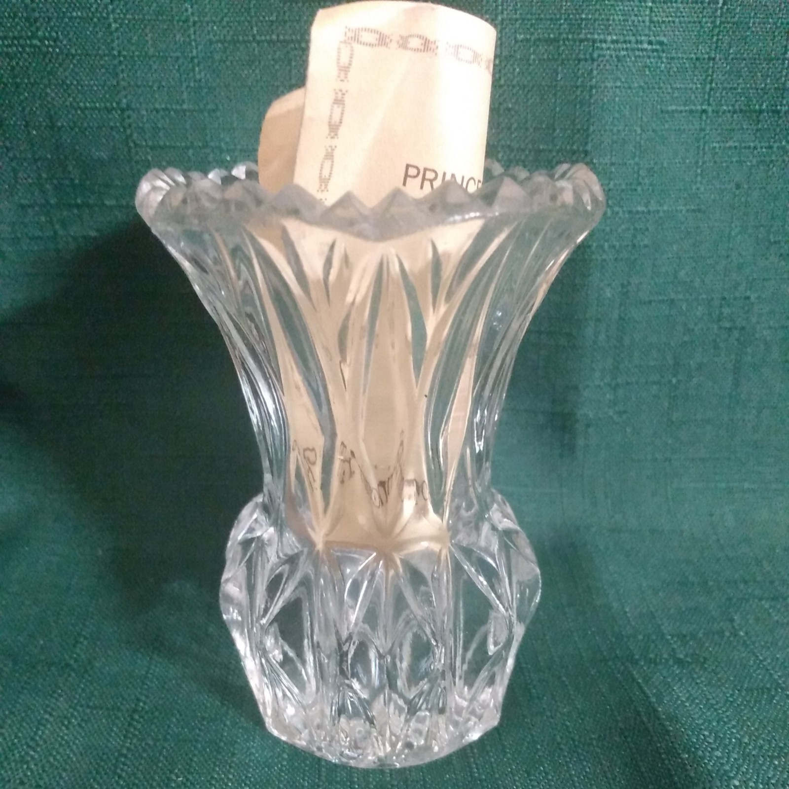 Vintage PRINCESS HOUSE Lead Crystal Toothpick Holder Clear Pineapple Cut 3.25”